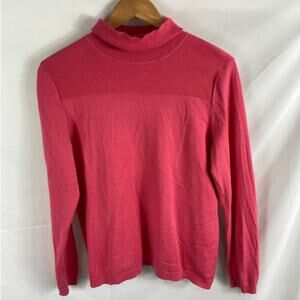 Talbots Pink Ribbed Detail Turtleneck Sweater Size LP